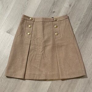 J. Crew‎ Brown A-Line Skirt with Gold Buttons - 70% Wool